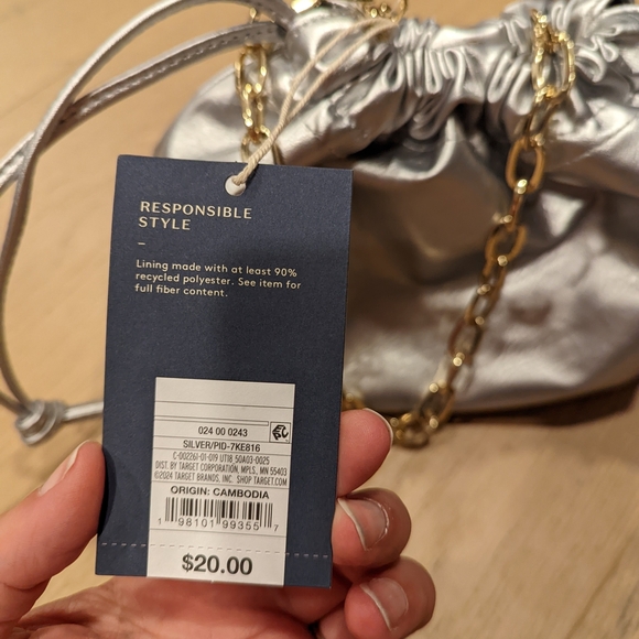 Silver Women's Bag with Gold Chain - Picture 8 of 8